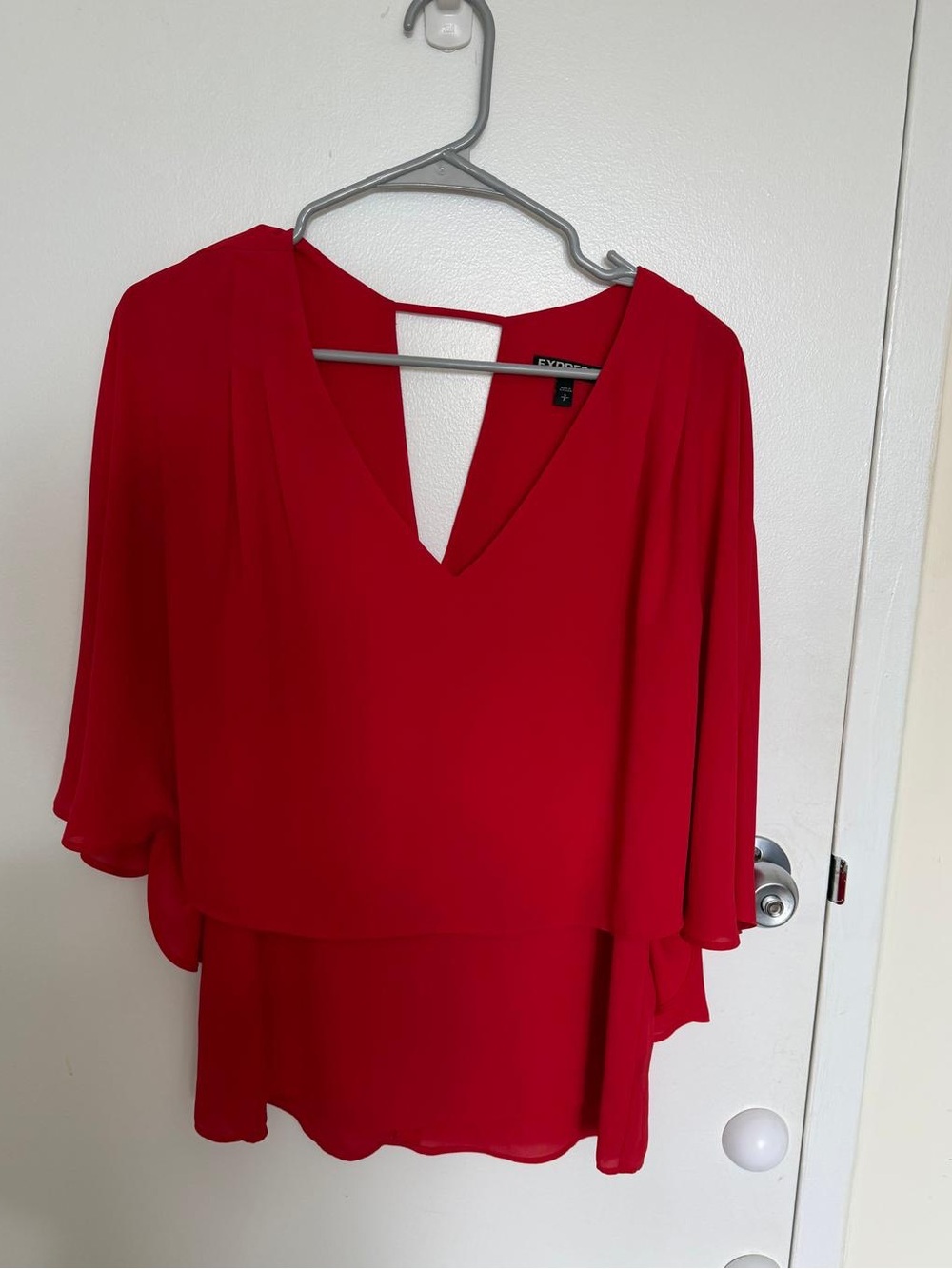 Express Red V-Neck Layered Blouse